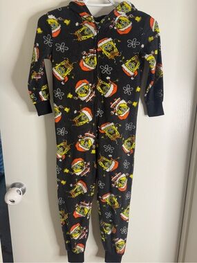 Kids SpongeBob Christmas themed Fleece Hooded Onesie XS (6)